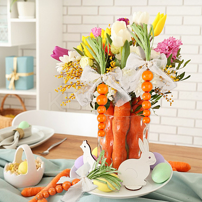 4Pcs Wooden Beaded Carrots for Easter Table Tiered Tray Decoration AJEW-FH0005-65B-1
