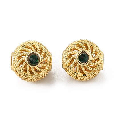 Brass Micro Pave Cubic Zirconia Beads ZIRC-P088-08G-1