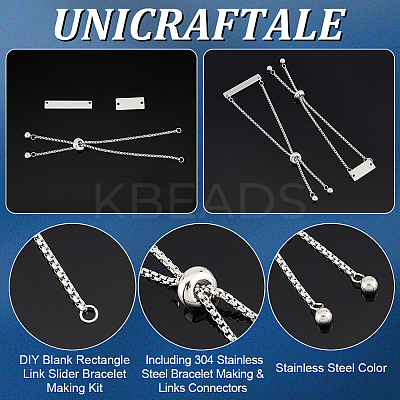 DIY Stamping Rectangle Slider Bracelet Making Kit DIY-UN0005-57-1