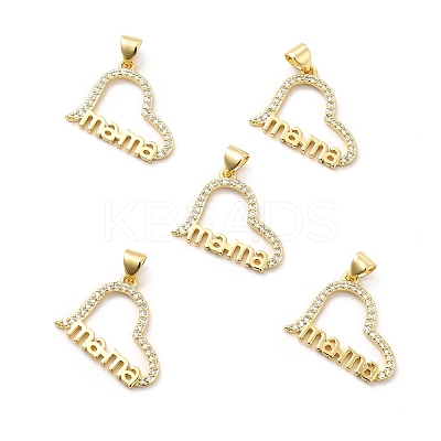 Rack Plating Brass Micro Pave Cubic Zirconia Pendants KK-K270-02G-1