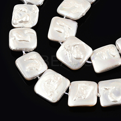 Plating Natural Freshwater Shell Beads Strands SHEL-N026-230B-1
