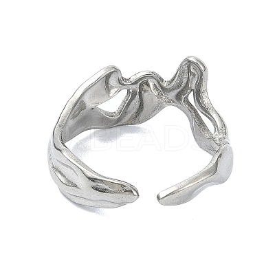 304 Stainless Steel Cuff Rings for Women LS-RJEW-M019-38P-1