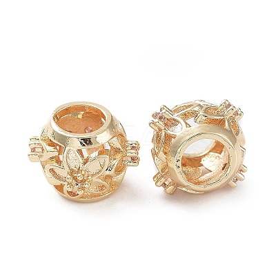 Rack Plating Brass Micro Pave Cubic Zirconia European Beads KK-B078-08G14-1