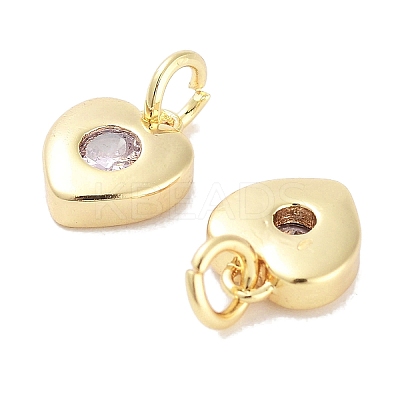 Brass Micro Pave Cubic Zirconia Charms KK-C051-07G-02-1