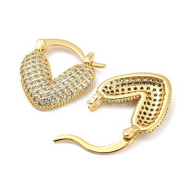 Rack Plating Brass Micro Pave Cubic Zirconia Heart Hoop Earrings for Women EJEW-F326-10G-1