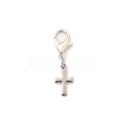 Cross 304 Stainless Steel Pendant Decorations HJEW-JM03574-1