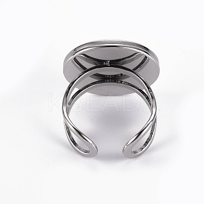Tarnish Resistant 201 Stainless Steel Cuff Ring Findings STAS-S080-040E-P-1