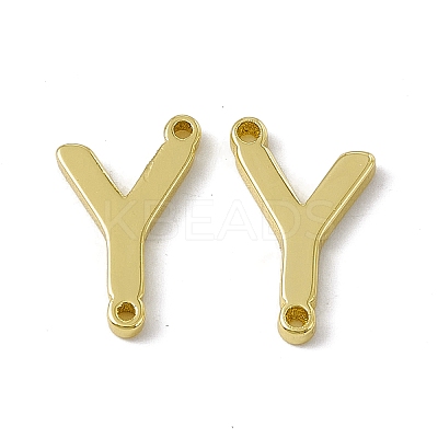 Rack Plating Brass Letter Connector Charms KK-C007-38G-Y-1