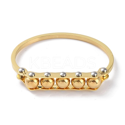 PVD Vacuum Plating Round Beaded 304 Stainless Steel Bangles BJEW-G700-08G-1