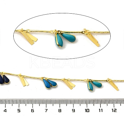 Brass Enamel Teardrop with Rectangle Link Chains CHS-H112-23G-01-1