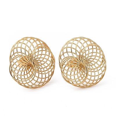 Ion Plating(IP) 304 Stainless Steel Overlapping Intertwined Entwined Rings Stud Earrings for Women STAS-E154-01G-1