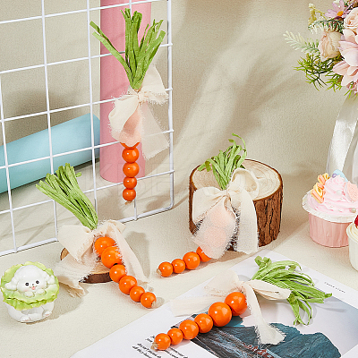 4Pcs Wooden Beaded Carrots for Easter Table Tiered Tray Decoration AJEW-FH0005-65B-1