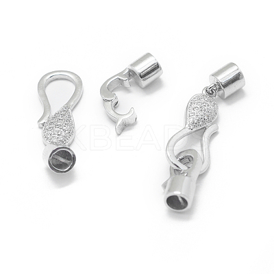 Rhodium Plated 925 Sterling Silver Fold Over Clasps STER-L055-069P-1