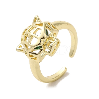 Brass Cubic Zirconia Open Rings RJEW-R141-04G-1