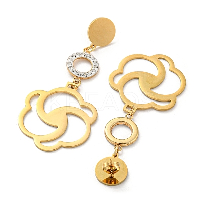 Ion Plating(IP) Golden 304 Stainless Steel Geometry Dangle Stud Earrings EJEW-D083-10B-G-1