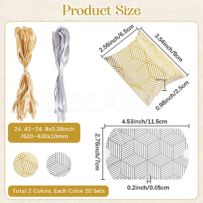 40Sets 2 Colors Hot Stamping Pillow Cardboard Paper Printed Candy Boxes CON-BBC0001-13A-1
