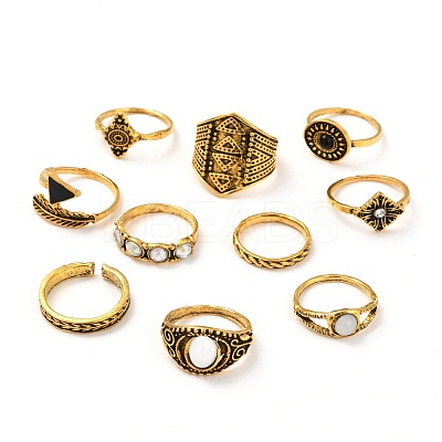 Zinc Alloy Finger Rings Sets RJEW-L101-03AG-1