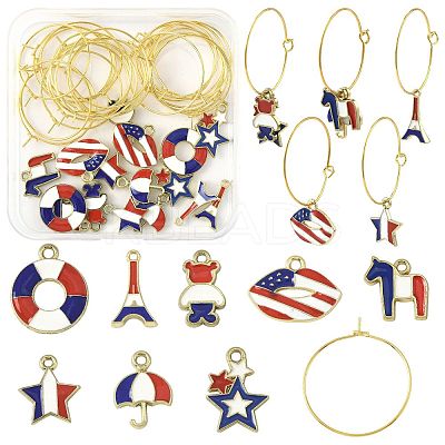 Independence Day DIY Wine Glass Charms Making Kits DIY-FS0009-55-1