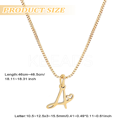 1pc Brass Chain & 304 Stainless Steel Letter Pendant Necklaces NJEW-LP0001-40A-G-1
