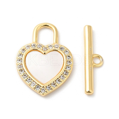 Brass Micro Pave Clear Cubic Zirconia Toggle Clasps KK-P234-69G-1