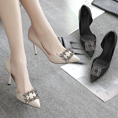 4Pcs 2 Styles Square/Rectangle Alloy Rhinestone Detachable Shoe Buckle Clips AJEW-WR0002-31B-1