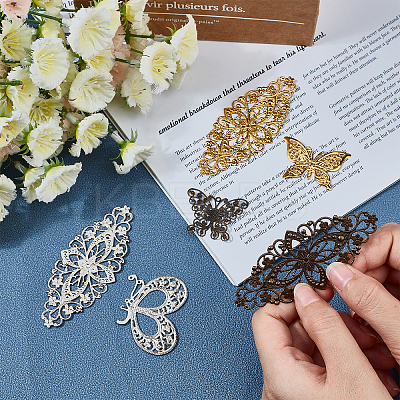 72Pcs 18 Style Brass Filigree Findings FIND-CA0002-66-1