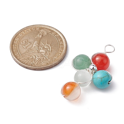 Gemstone Round Beaded Pendants PALLOY-JF02255-1