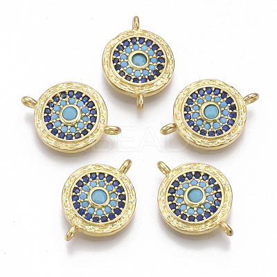 Brass Micro Pave Cubic Zirconia Links Connectors ZIRC-T005-034G-1