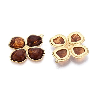 304 Stainless Steel and Resin Pendants STAS-T068-106B-G-1