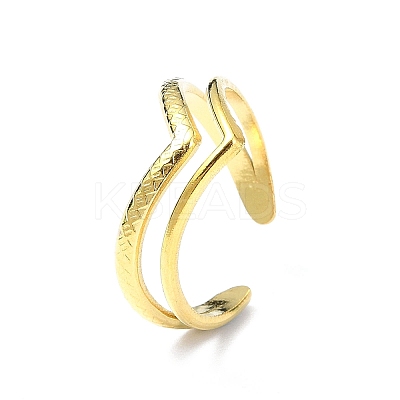 Ion Plating(IP) 304 Stainless Steel Heart Open Cuff Ring RJEW-L109-052G-1