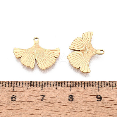 Textured 304 Stainless Steel Leaf Shape Pendants STAS-T073-01G-1