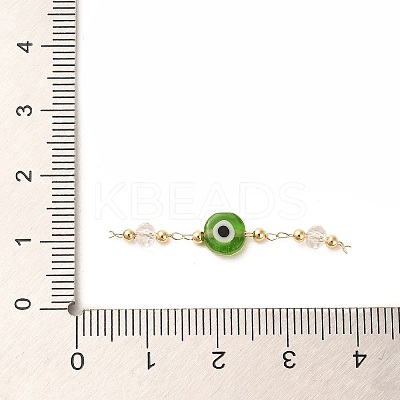 Handmade Evil Eye Lampwork with Glass Handmade Beaded Links Connectors KK-M266-09G-03-1