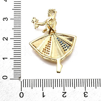 Rack Plating Brass Micro Pave Cubic Zirconia Pendants KK-D343-14G-B-1