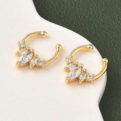 Brass Pave Clear Cubic Zirconia Circular/Horseshoe Barbell Nose Rings EJEW-D337-18C-G-1