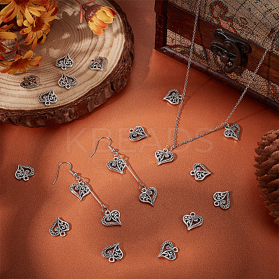 100Pcs Tibetan Style Filigree Alloy Heart Charms FIND-UN0015-59-1