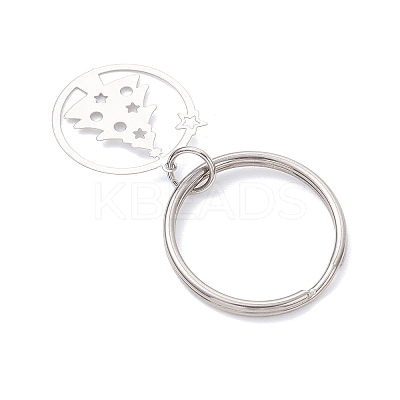 Ring with Christmas Trees 201 Stainless Steel Pendant Decorations KEYC-JKC01355-1
