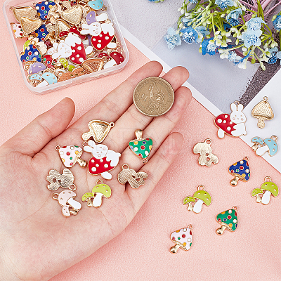 60Pcs 10 Style Alloy Enamel Pendants ENAM-CA0001-28-1