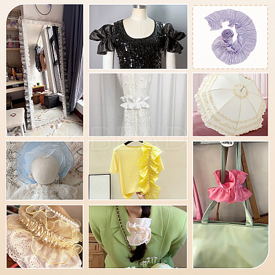 Polyester Ruffled Ribbon DIY-WH0632-77B-1