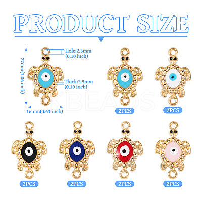 12Pcs 6 Colors Alloy Enamel Connector Rhinestone Settings FIND-TA0004-85-1