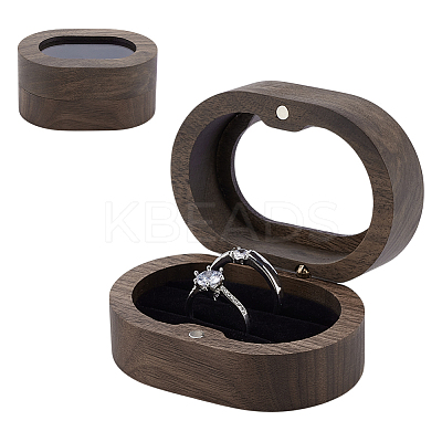 Oval Wood Wedding Ring Storage Boxes with Velvet Inside CON-WH0107-32-1