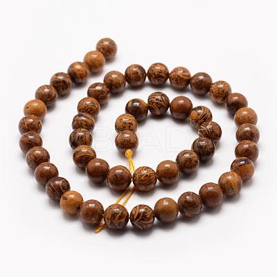 Natural Elephant Skin Jasper/Miriam Stone/Calligraphy Stone Beads Strands G-F512-8mm-1