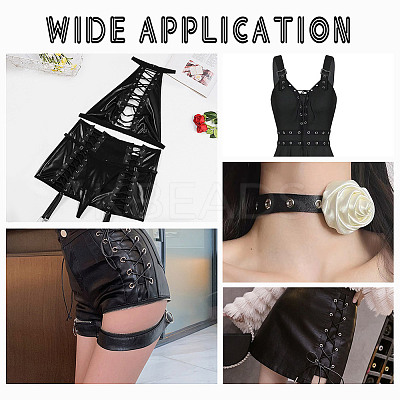 9 Yards Imitation Leather Ribbon with Platinum Plated Alloy Eyelets OCOR-AR0001-64A-1
