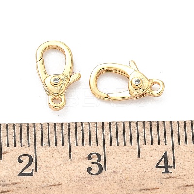 Flat Round Brass Micro Pave Clear Cubic Zirconia Lobster Claw Clasps KK-Z136-22G-01-1
