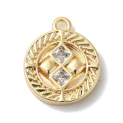 Brass Micro Pave Cubic Zirconia Charms KK-D071-01G-1