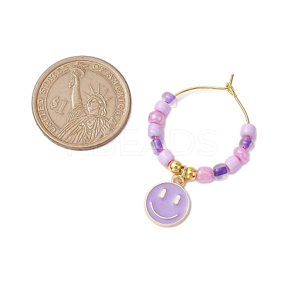 7Pcs Alloy Enamel Flat Round with Smiling Face Charms Wine Glass Charms HJEW-JM02501-1
