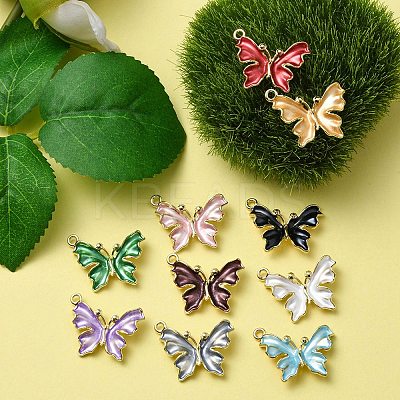 10Pcs Rack Plating Alloy Enamel Pendants ENAM-YW0002-50-1