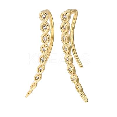 Brass Pave Cubic Zirconia Stud Crawler Earrings KK-CBAA351-04G-1