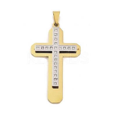 PVD Vacuum Plating 304 Stainless Steel Rhinestone Big Pendants STAS-Z080-14G-1