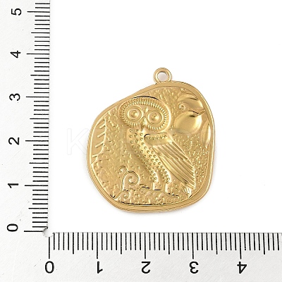 304 Stainless Steel Ancient Coin Owl Pendants STAS-S186-02G-1