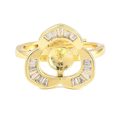 Brass Micro Pave Cubic Zirconia Adjustable Ring Components KK-CBAC351-02G-1